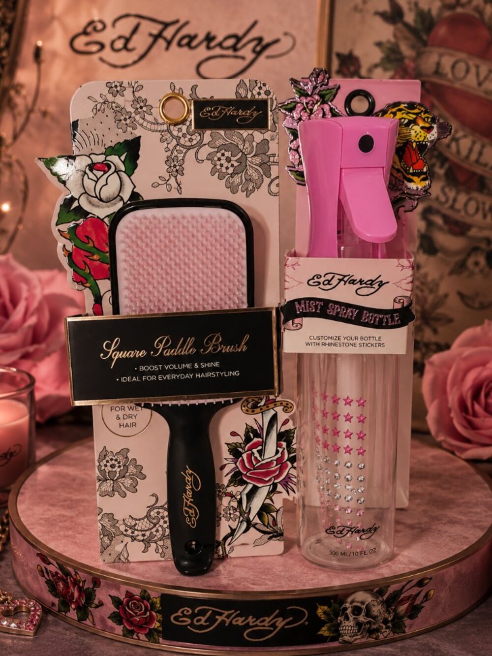 Ed Hardy Pink Tattoo Art Hair Styling Set - NIB!